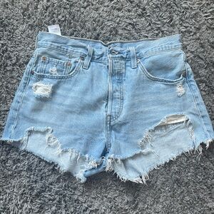 Levi's Light Blue Distressed Jean Shorts